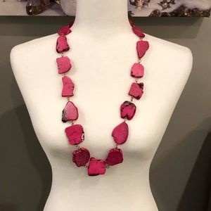 Long hot pink stone necklace